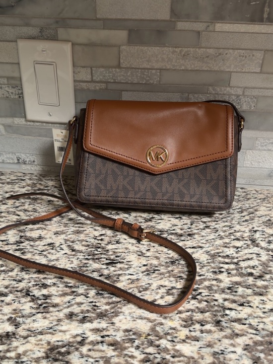 Michael Kors Handbags - Michael Kors Brown & Tan Logo Crossbody Bag